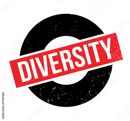 Diversity rubber stamp. Grunge design with dust scratches. Effects can be easily removed for a clean, crisp look. Color is easily changed.