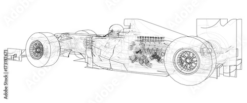 Formula 1. Abstract drawing. Wire-frame. EPS10 format. Vector created of 3d