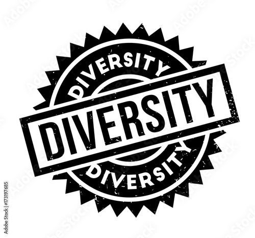 Diversity rubber stamp. Grunge design with dust scratches. Effects can be easily removed for a clean, crisp look. Color is easily changed.