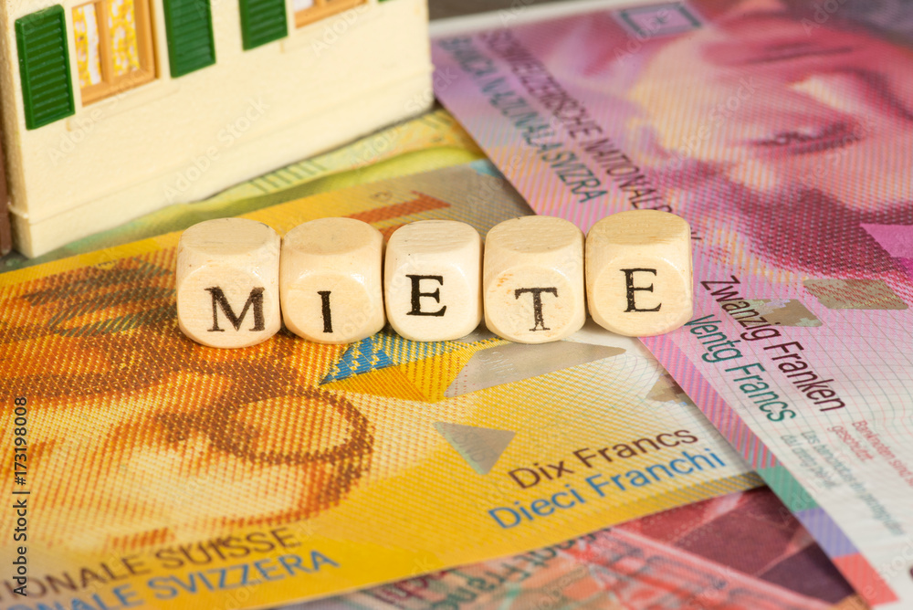 Obraz premium Ein Haus, Miete und Schweizer Franken