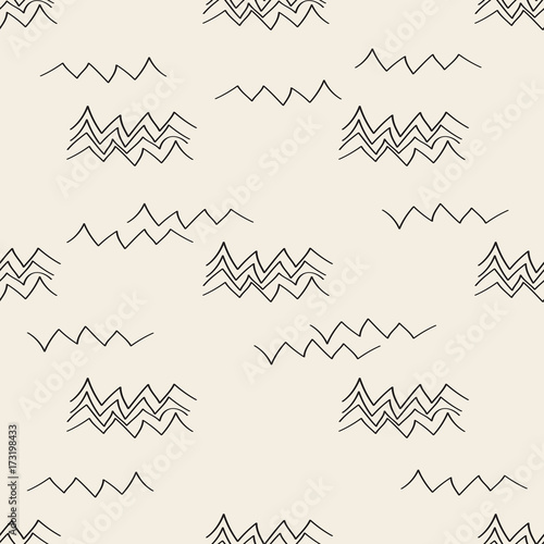 Obraz na płótnie seamless monochrome hand drawn moutain pattern background w salonie