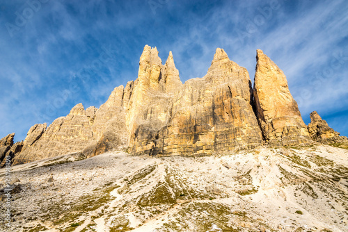 View at the south side of Tre Cime di Lavaredo in Dolomites  Italy