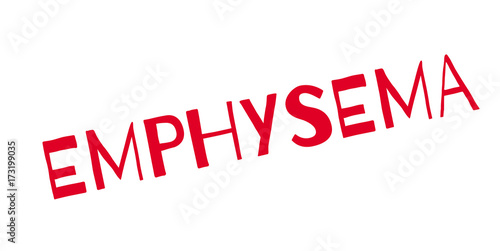 Emphysema rubber stamp. Grunge design with dust scratches. Effects can be easily removed for a clean, crisp look. Color is easily changed.