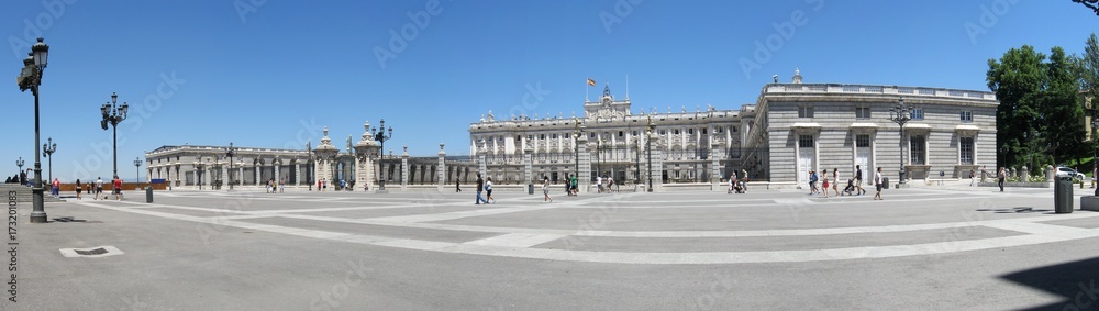 Landmark architecture of Madrid, Spain featuring the royal palace.