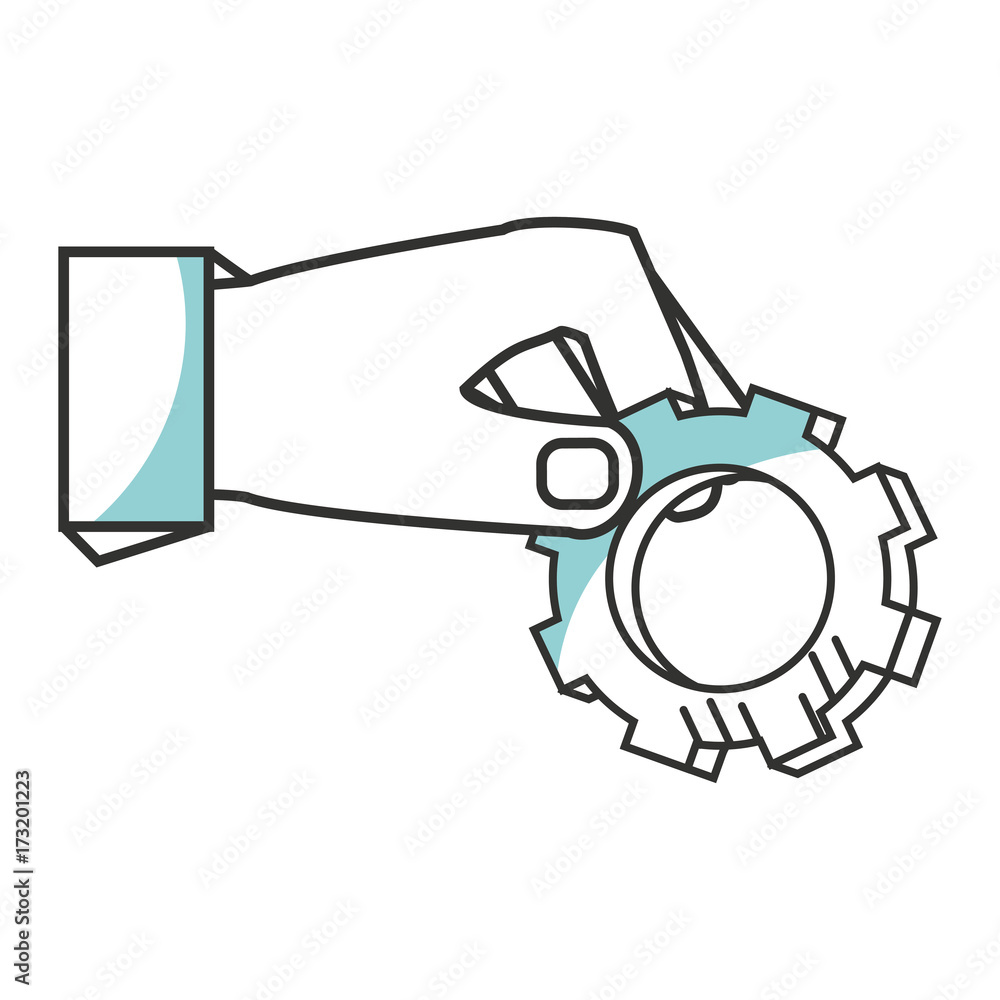 hand holding a gear wheel icon over white background vector illustration hand holding a gear wheel icon over white background vector illustration