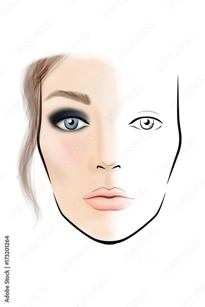 Face chart Makeup Artist Blank. Template. Face chart Makeup Artist Blank. Template.