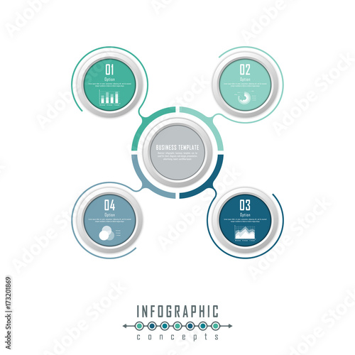 Abstract infographic timeline business template with options, parts, steps or processes. Vector infographic illustration can be used for chart, diagram, web design, presentation, workflow layout