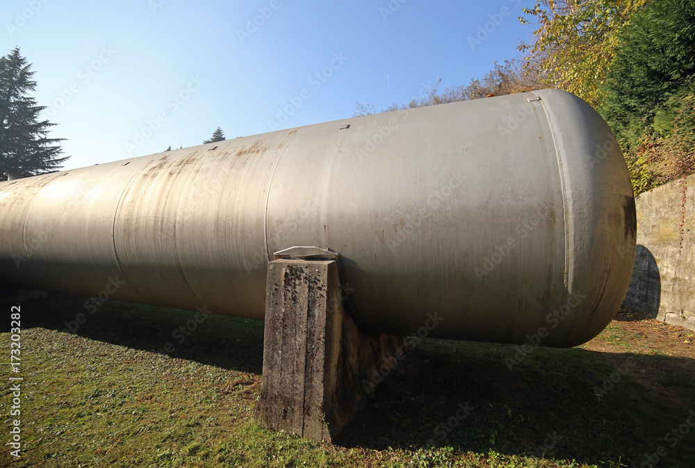 Huge gas storage tanks in an industrial area. Huge gas storage tanks in an industrial area.