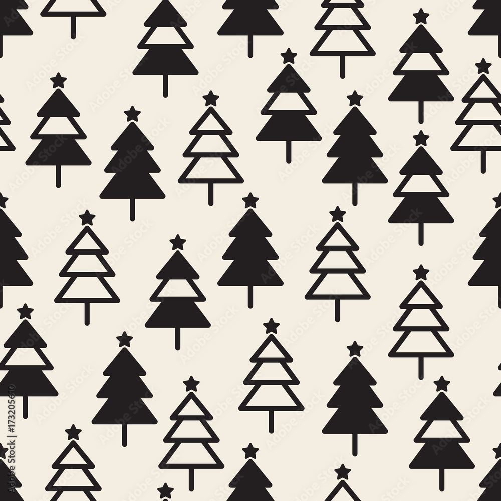 seamless monochrome christmas pattern background with pine tree seamless monochrome christmas pattern background with pine tree