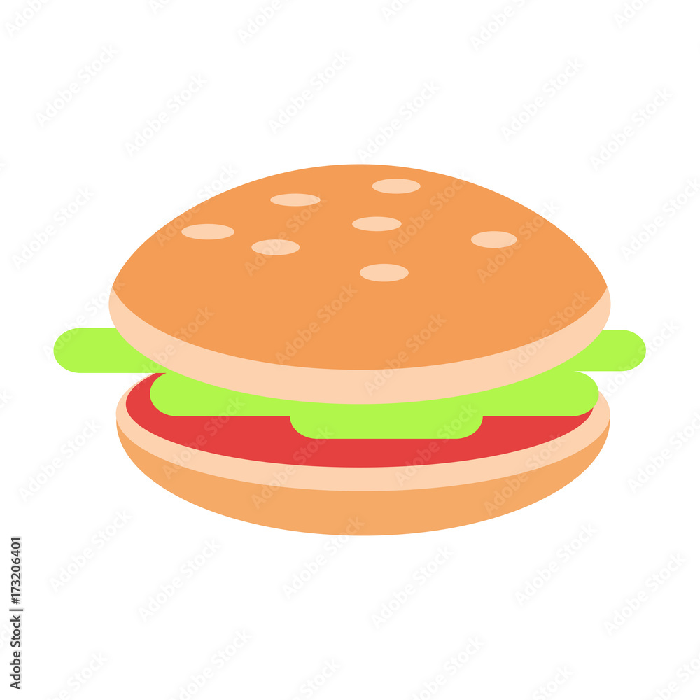 Hamburger with Meat And Salad Flat Vector Icon Hamburger with Meat And Salad Flat Vector Icon