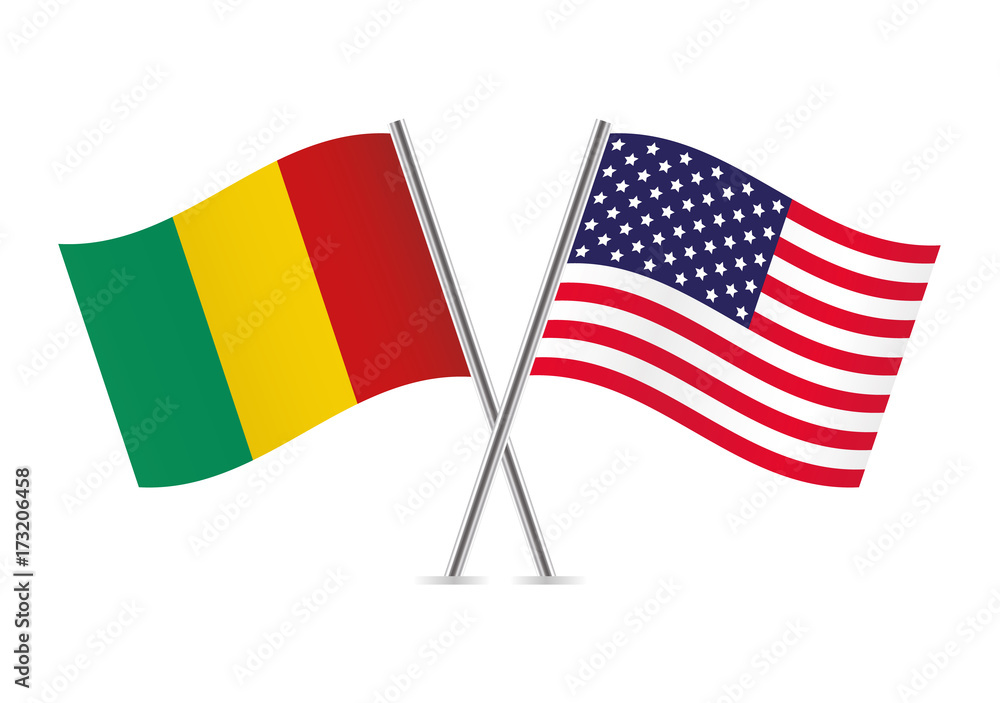 Namibia and America flags.Vector illustration.