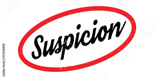 Suspicion rubber stamp. Grunge design with dust scratches. Effects can be easily removed for a clean, crisp look. Color is easily changed.