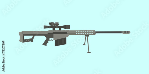 50cal caliber sniper rifle big gun with flat style illustration