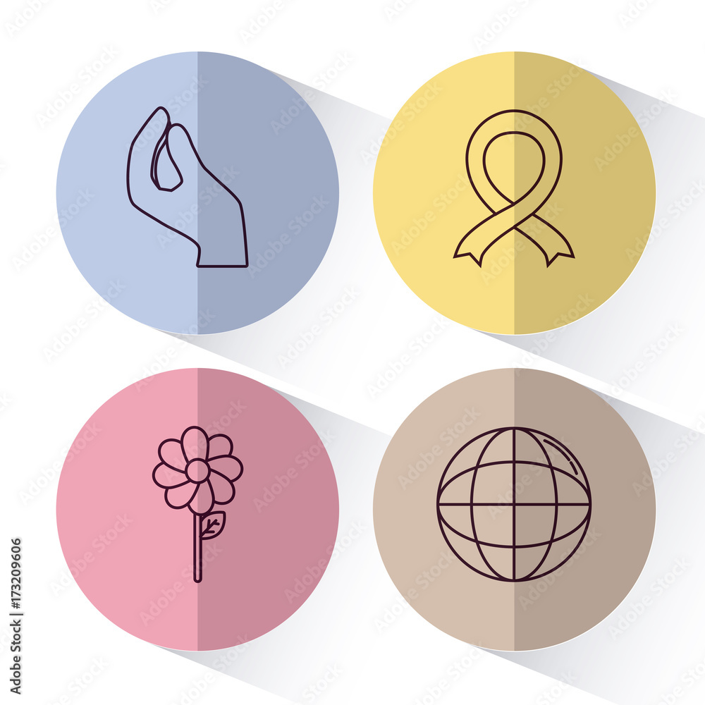 peace related icons over colorful circles and white background vector illustration peace related icons over colorful circles and white background vector illustration
