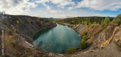 Blue lake in Altai. This is a former copper mine that was flooded with water © olinchuk