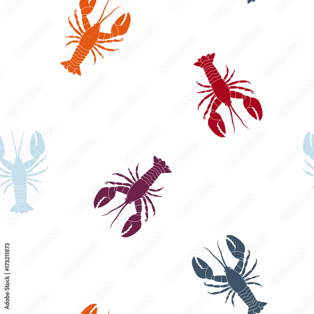 Seamless pattern with  lobster for your design
