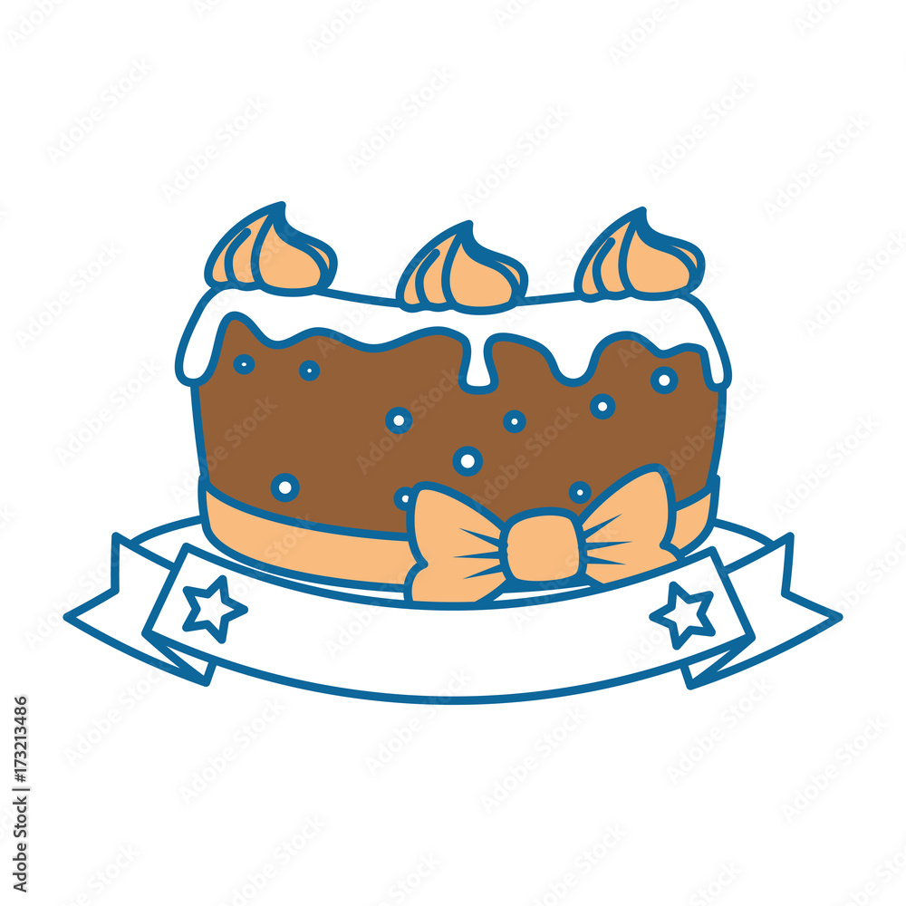 delicious cake with ribbon vector illustration design delicious cake with ribbon vector illustration design