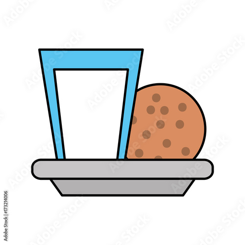 sweet cookie and glass milk breakfast vector illustration