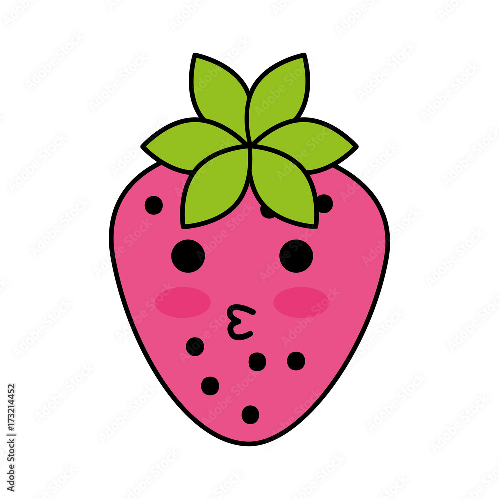 kawaii strawberry fruit cheerful cartoon kawaii strawberry fruit cheerful cartoon
