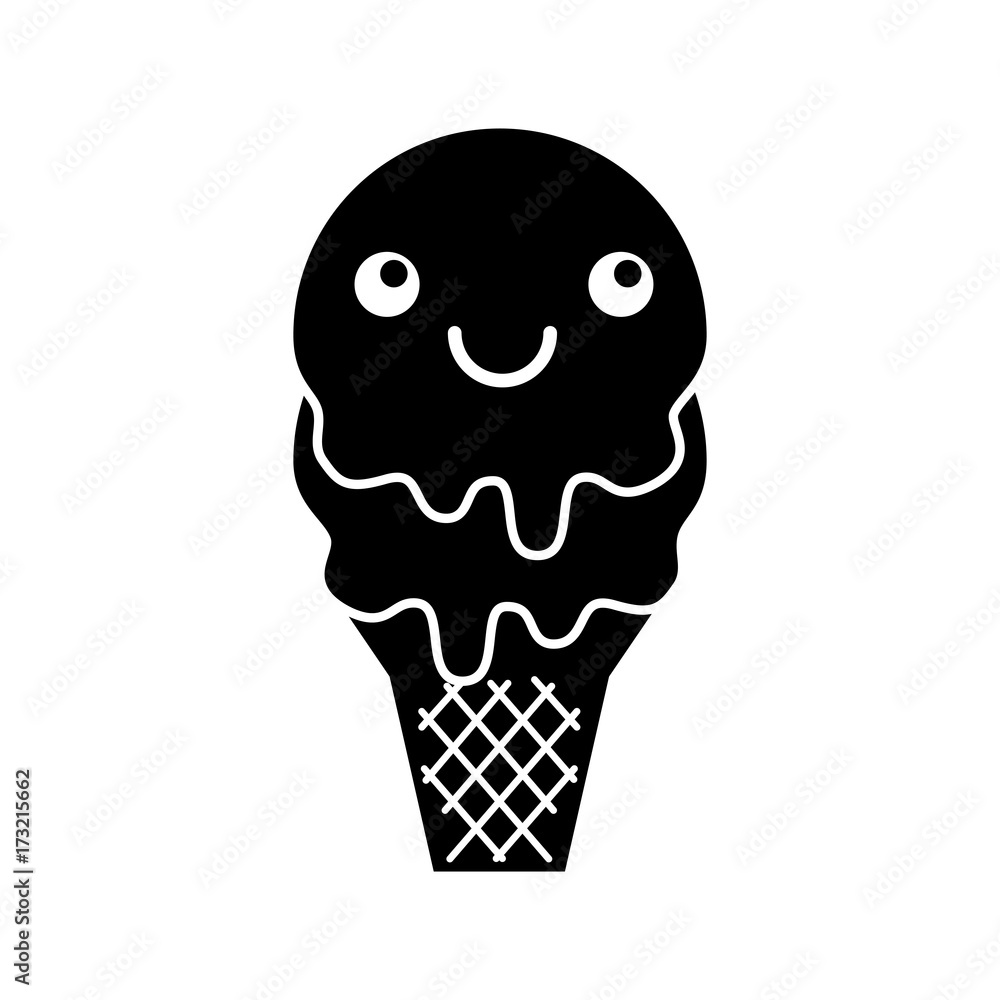 kawaii sweet ice cream cold flavor fresh tasty vector illustration kawaii sweet ice cream cold flavor fresh tasty vector illustration