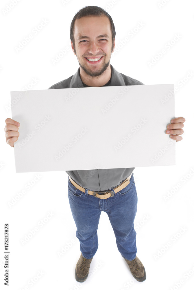 Man holding a blank sign Man holding a blank sign