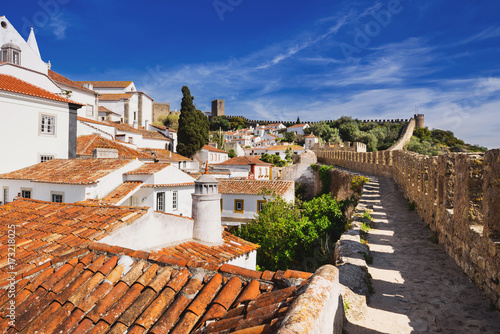 Obidos, Portugal. Beautiful view of old town photo