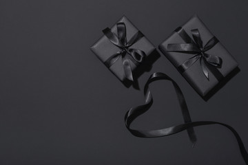Black Friday sale presents on black background