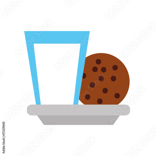 sweet cookie and glass milk breakfast vector illustration