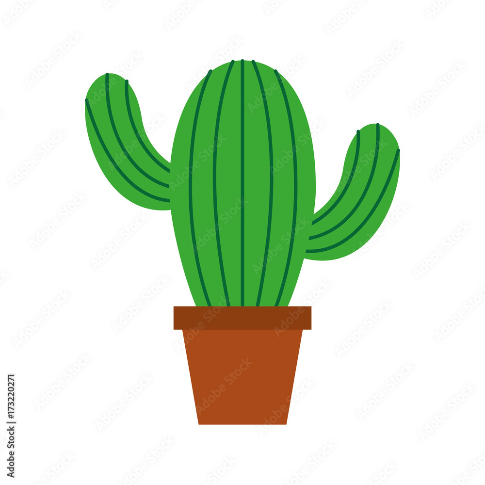 cute potted cactus flora decoration natural vector illustration