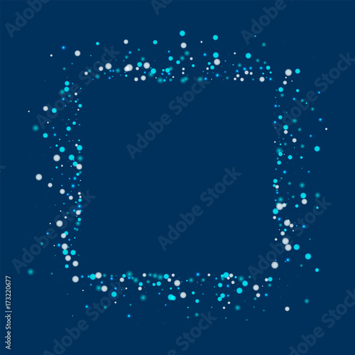 Amazing falling snow. Square abstract mess with amazing falling snow on deep blue background. Curious Vector illustration.