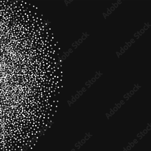 Round gold glitter. Left semicircle with round gold glitter on black background. Pretty Vector illustration.