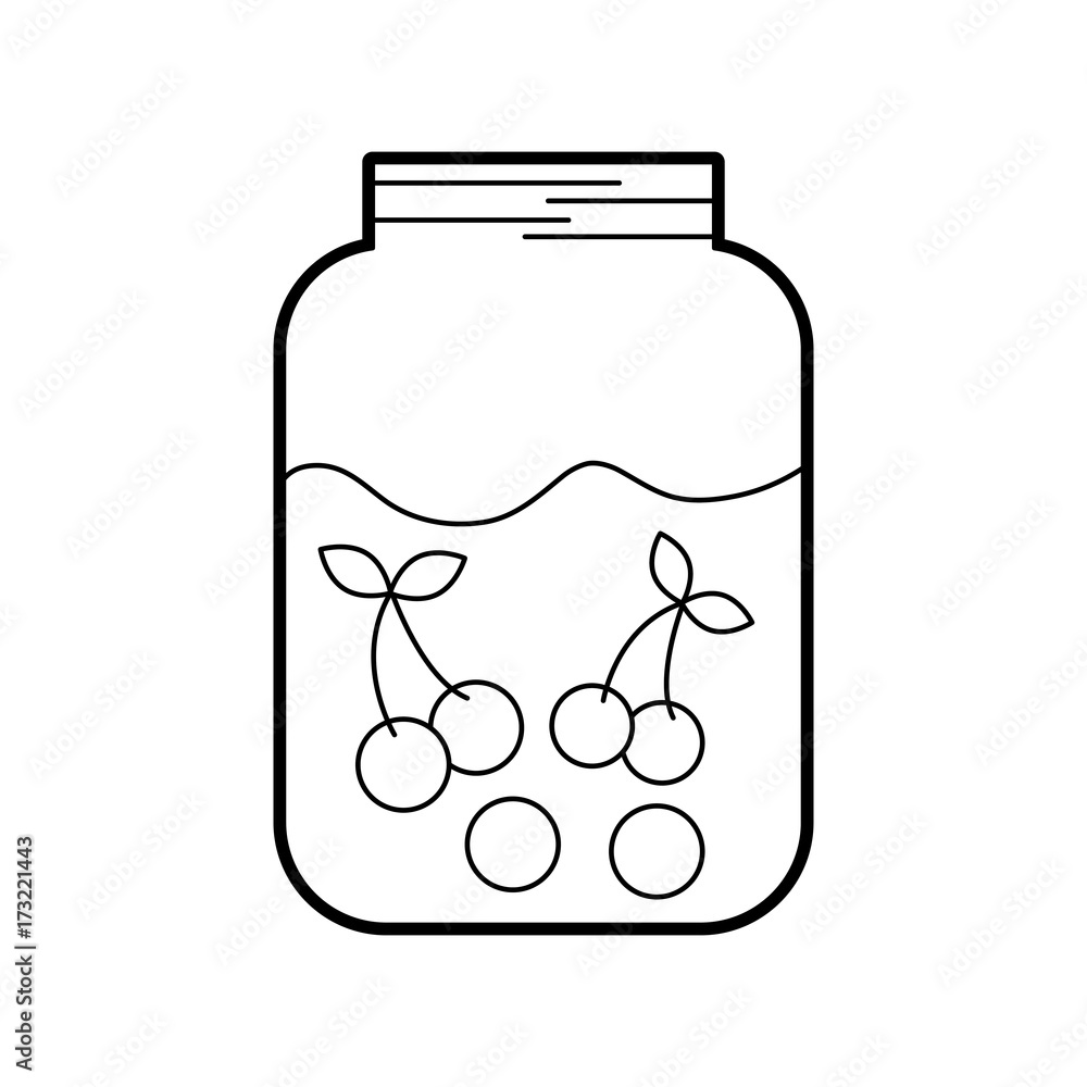 Obraz premium glass jar and cherries fruit beverage fresh vector illustration