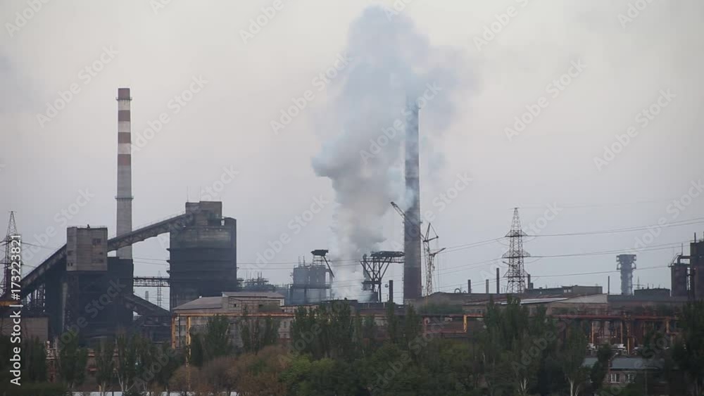 photograph of a smoky metallurgical plant photograph of a smoky metallurgical plant