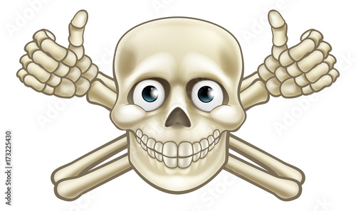 Cartoon Pirate Skull and Crossbones Thumbs Up