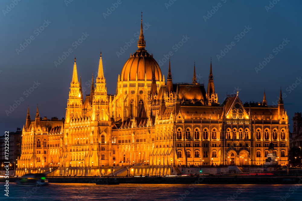 Parliament building in Budapest night view