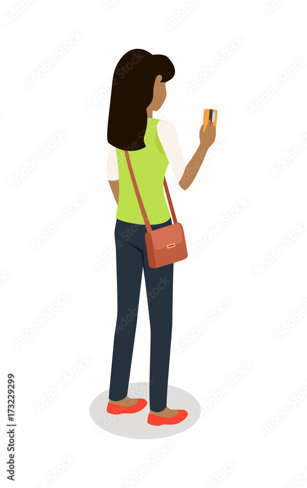 Woman with Credit Card Isometric Vector Icon Woman with Credit Card Isometric Vector Icon