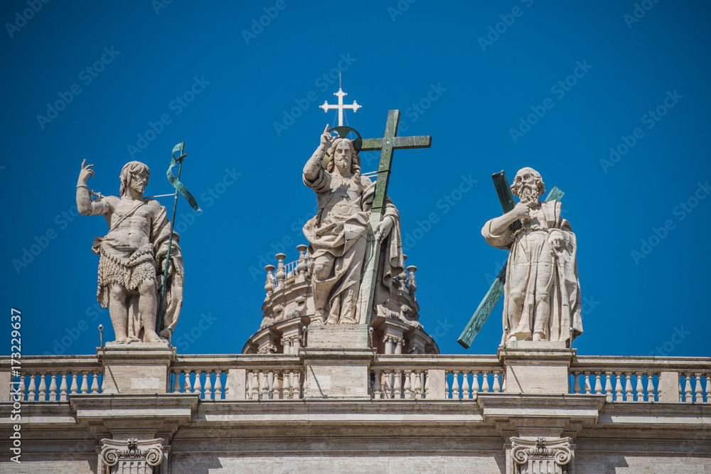 Statues on the top of Saint Peter's Basilica in Vatican City, Rome