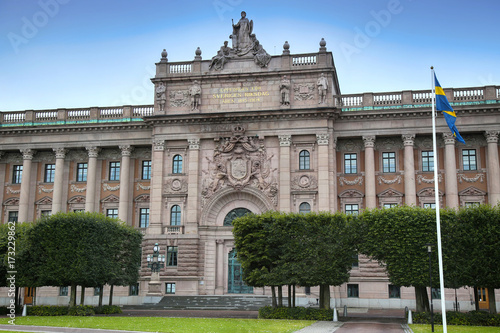 Canvas Print Parliament of Sweden, Sveriges riksdag in Stockholm, Sweden