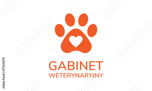 Nowoczesne logo gabinet weterynaryjny, serce łapa psa