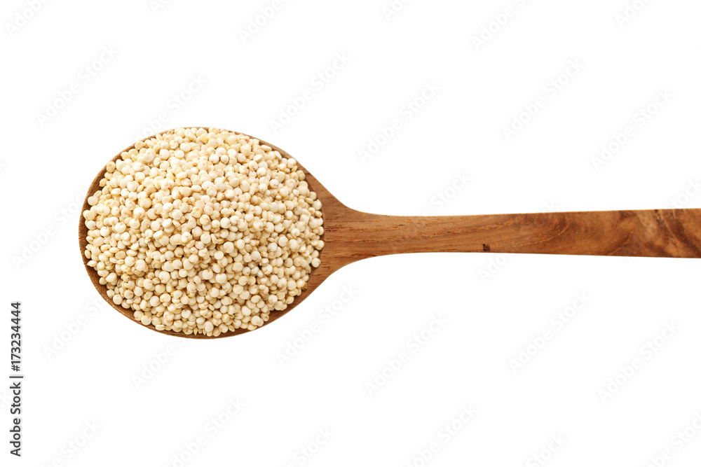 Quinoa in spoon isolated on white Quinoa in spoon isolated on white