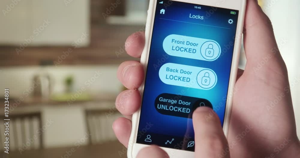 Locking doors in the house using smartphone app Locking doors in the house using smartphone app