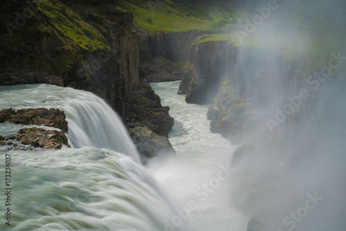 GULLFOSS, The most famoust Icelandic waterfall, The Golden Falls of Gullfoss, Summer time in Iceland