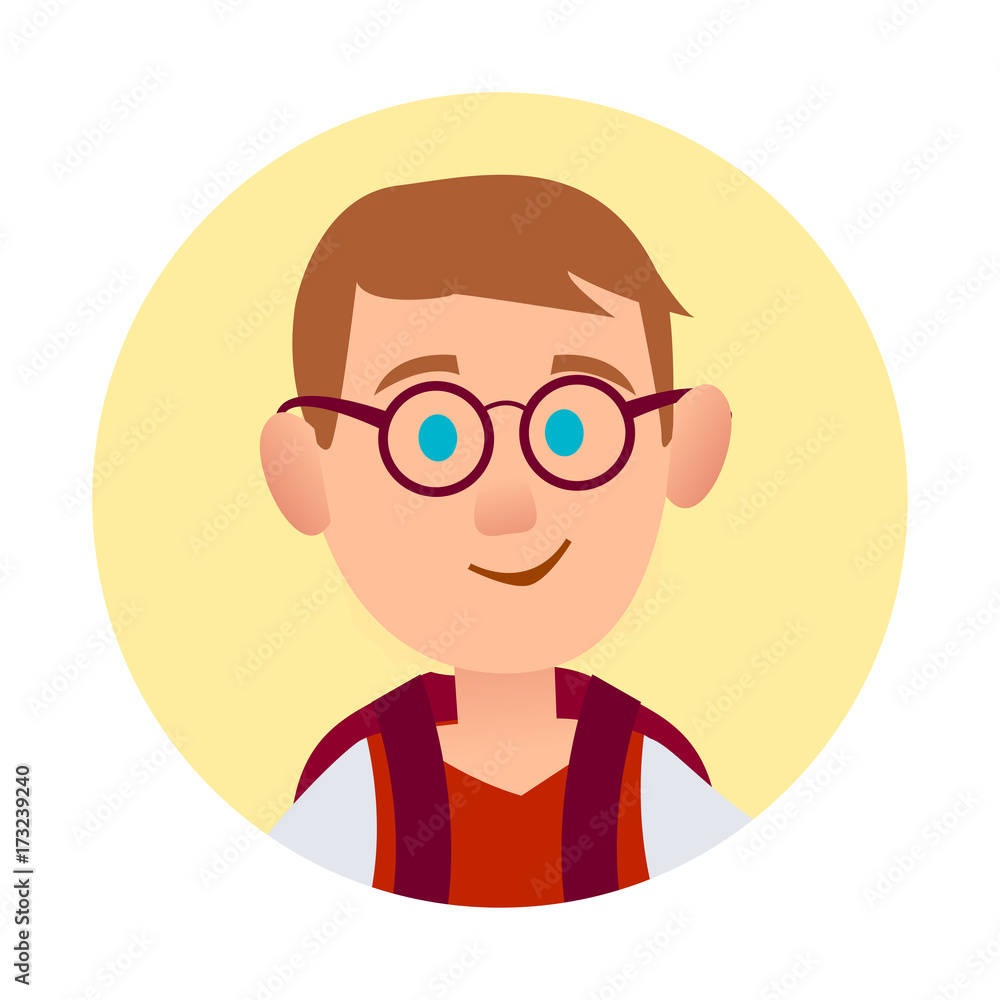 Boy in Spectacle Glasses Pic in Round Web Button