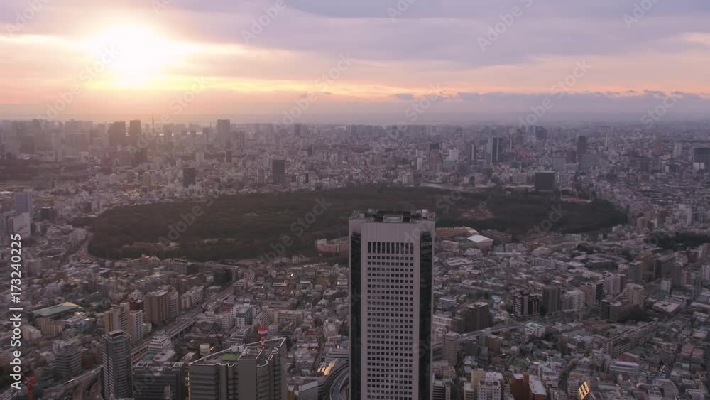 Japan Tokyo Aerial v114 Flying over Shinjuku area with cityscape views at sunrise� Japan Tokyo Aerial v114 Flying over Shinjuku area with cityscape views at sunrise�