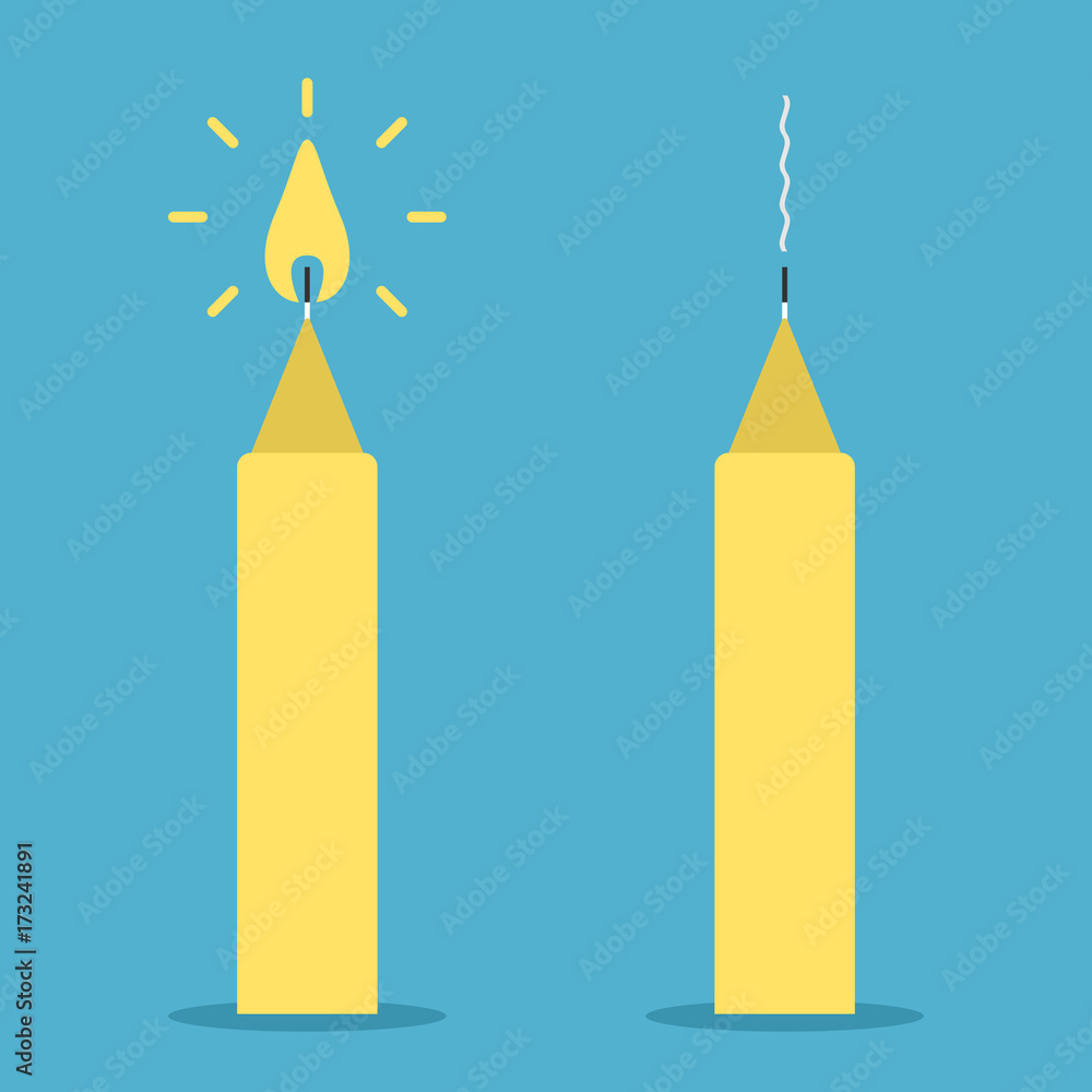 Burning candle and extinct Burning candle and extinct