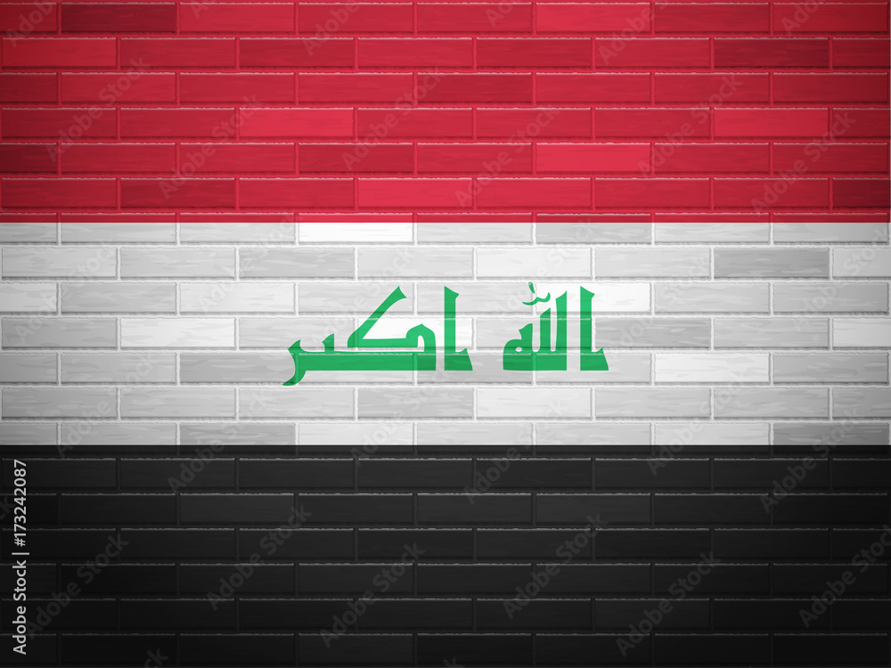 Fototapeta premium Brick wall Iraq flag