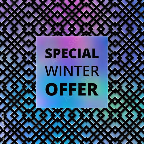 Holography backdrop. Retro wallpaper. Sale template art. Avant-garde background. Vintage print. Abstract ornament. Graphic pattern. Hipster graphic. Futuristic illustration. Geometry design. Vector