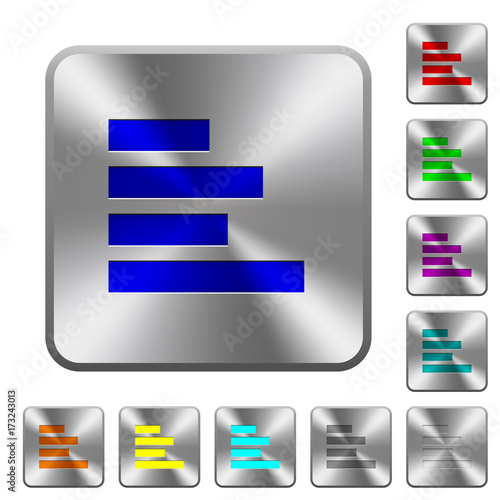 Text align left rounded square steel buttons