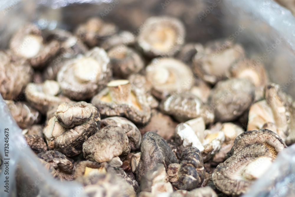 Dried mushroom in plastic bag for sell. Dried mushroom in plastic bag for sell.