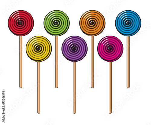 vector collection of colorful lollipop candies